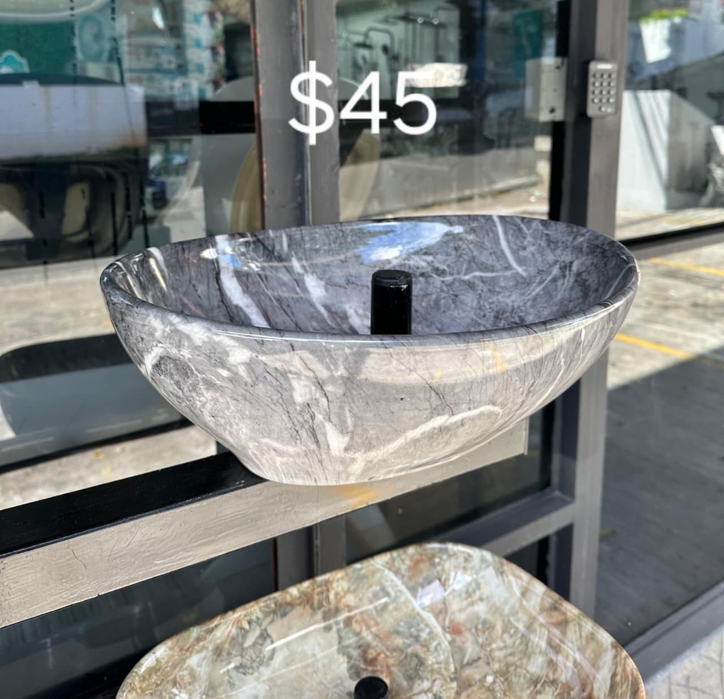 Lavamanos bowl obalado gris con blanco