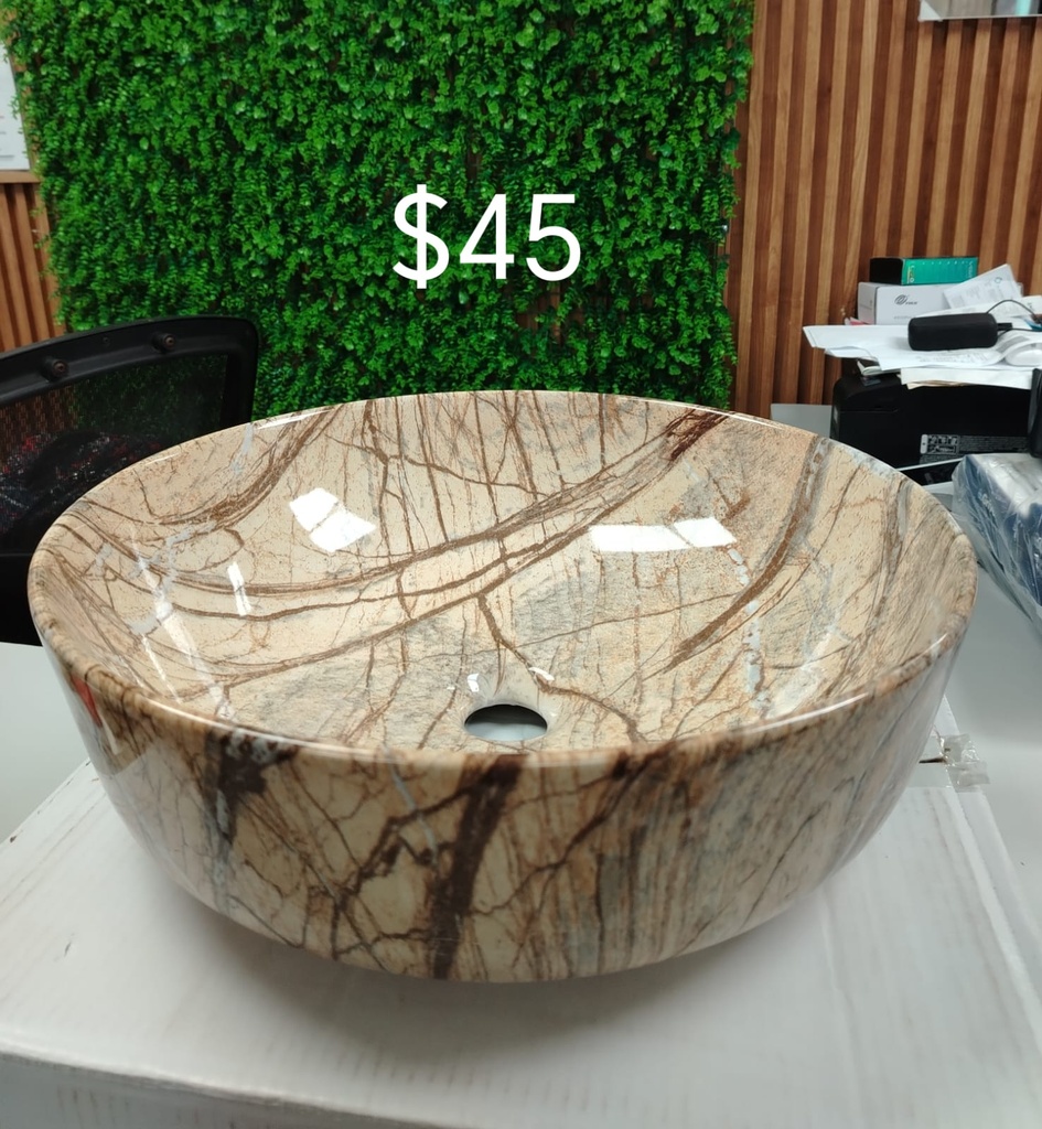 Lavamanos bowl redondo marmoleado brown