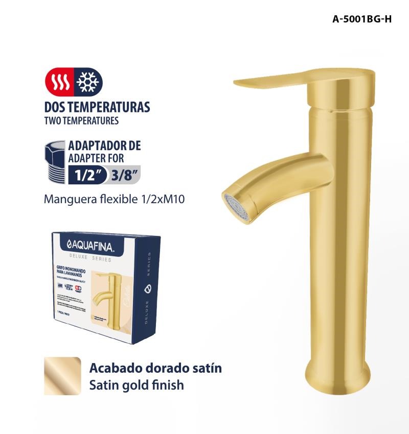 Grifo monomando para lavamanos dorado af