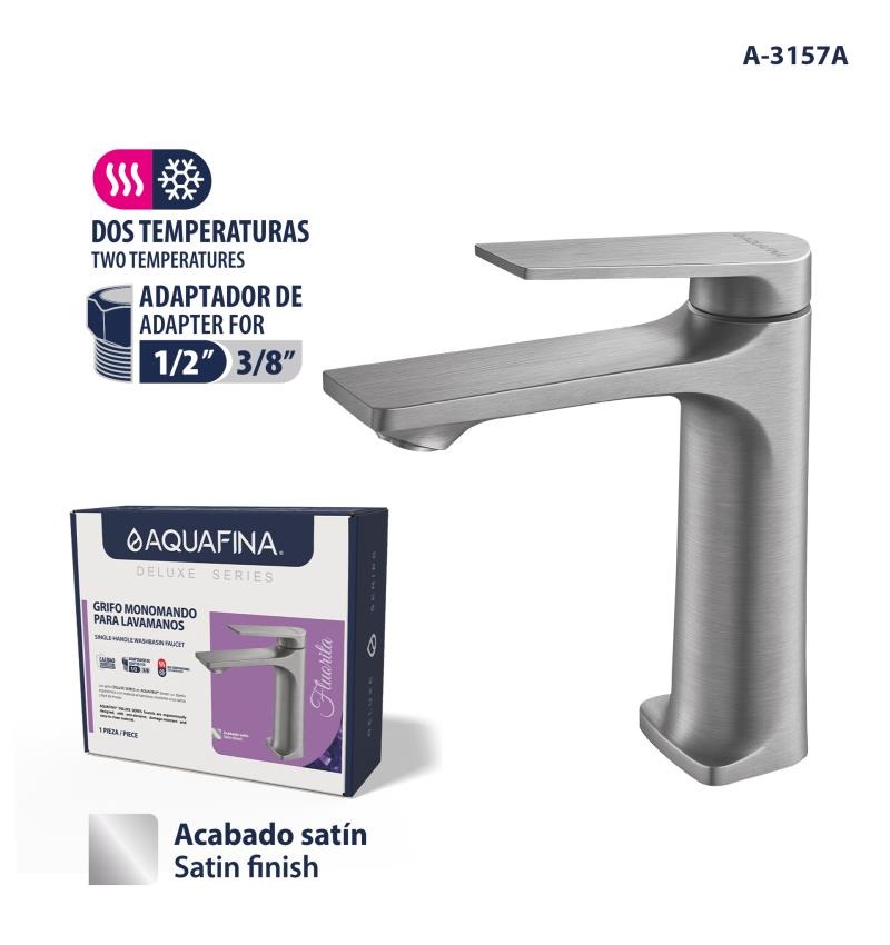 Grifo monomando para lavamanos satin aqf