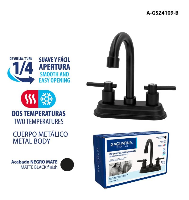 Llave de lavamanos doble negro aqf