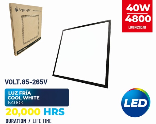[a105-pl600-38s-bl] Lampara panel led negra 60 x 60 cuadrada 40w angel light