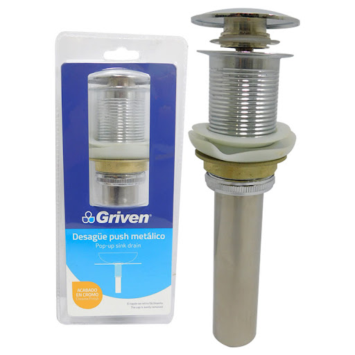 [a367-pl220a-w] Desague de lavamanos cromado inoxidable sin rebosadero