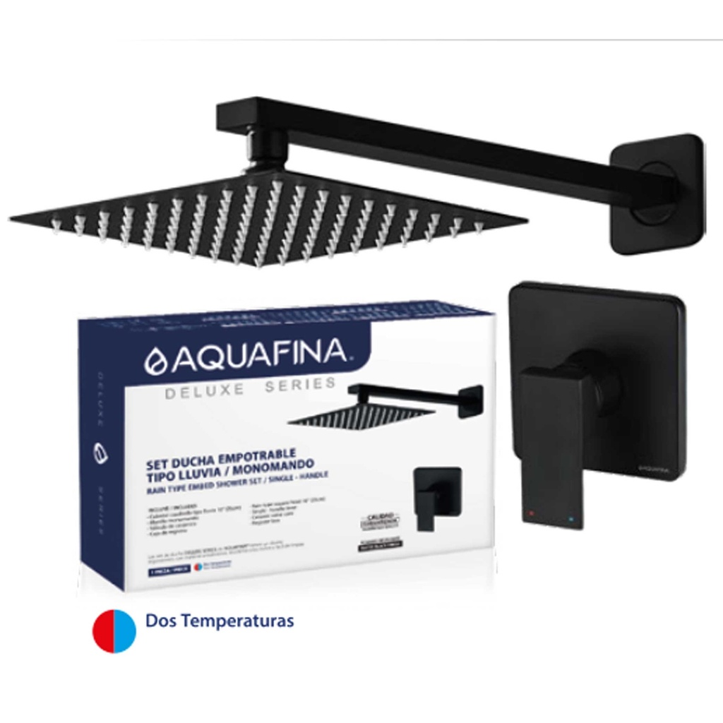 Set de ducha negro con monomando negro cuadrado AF