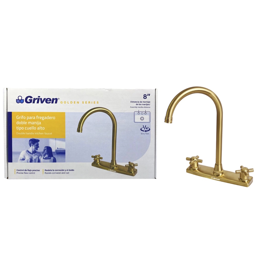 Grifo de fregador doble dorado griven