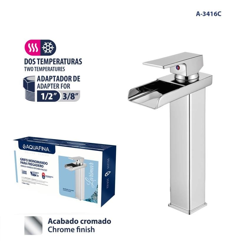 Grifo monomando para lavamanos bowl  cromado cascada aqf