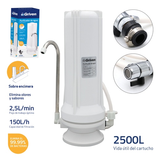 [gv-hwp1-2] Filtro purificador de agua para fregador griven