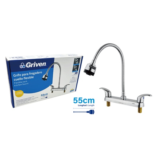 [GV-FXN-CR] Grifo de fregador doble flexible griven