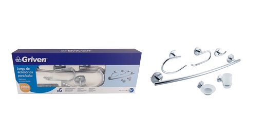 [GV-CH60200-SBS] Accesorios de baño cromados 6pcs griven