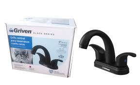 [GV-BF-1] Grifo doble de lavamanos negro central