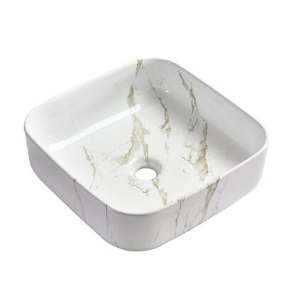 [ff-9033sa] Lavamanos bowl blanco con dorado 38x38