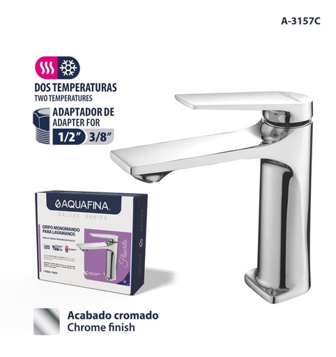 [a-3157c] Grifo monomando para lavamanos cromado aqf
