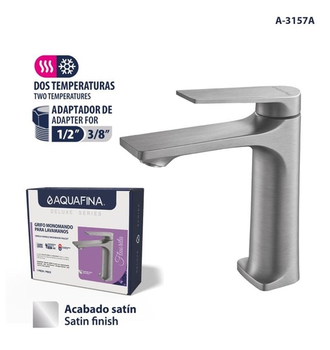 [a-3157a] Grifo monomando para lavamanos satin aqf