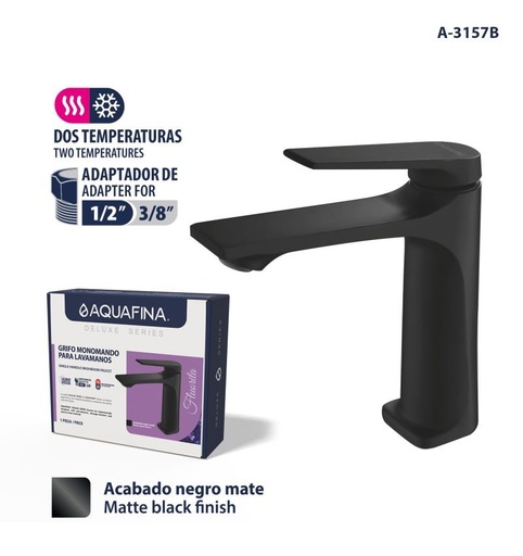 [a-3157b] Grifo monomando para lavamanos negro aqf