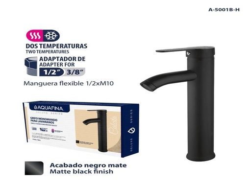 [a-5001b-h] Grifo monomando para lavamanos bowl negro aqf