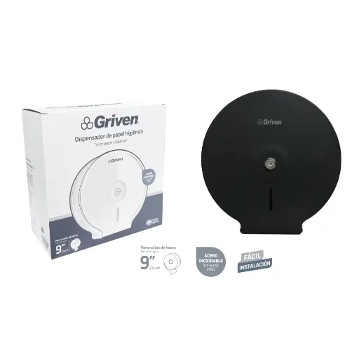 [gv-tob-bs] Dispensador de Papel Higiénico de Acero Inoxidable Negro 9"