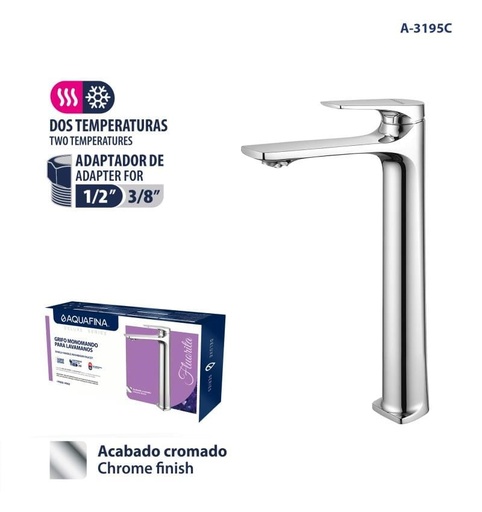 [A-3195C] Grifo monomando para lavamanos bowl cromado aqf