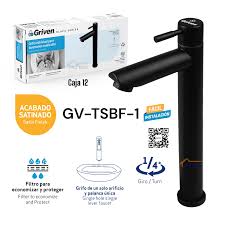 [GV-TSBF-1] Grifo Individual para Lavamanos Cuello Alto GRIVEN  negro