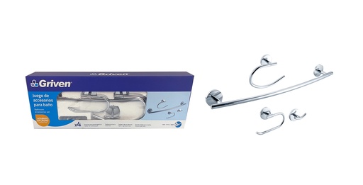 [GV-CH60200-FBS] Accesorios de baño cromado 4pcs
